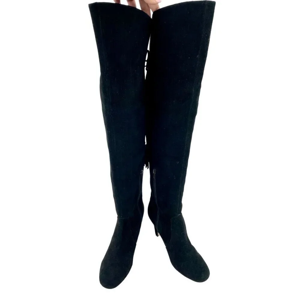 Vince Camuto Cherline Black Suede Leather Over the Knee Boots SZ 6 New